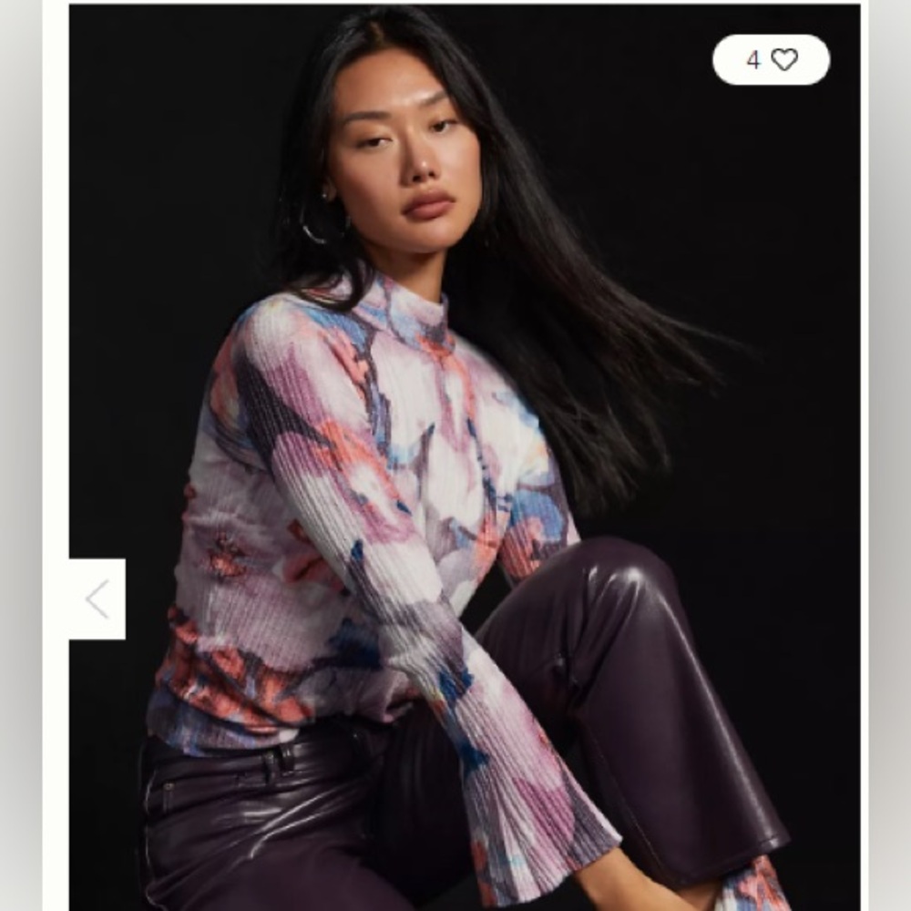 Anthropologie Pilcro Velvet Turtleneck Sweater with Flare Sleeves